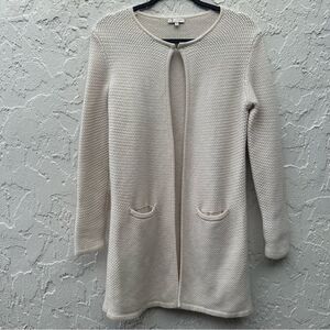 CHELSEA ROSE Wool Cashmere Cardigan Sweater Women Small‎ Cream Minimalist Long